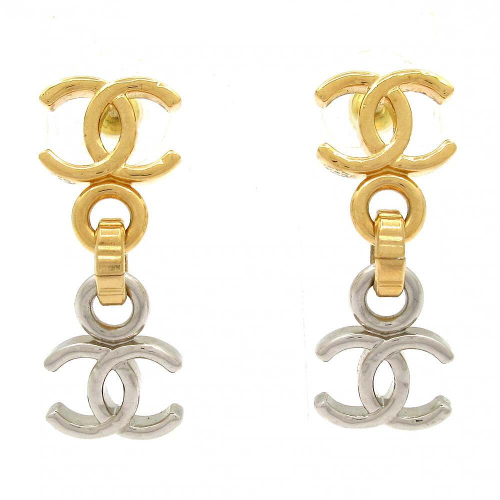 Chanel Gold Silver Hardware Earrings #345730C13B